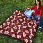 Happy Jack Russell Terrier Pattern Print Quilt