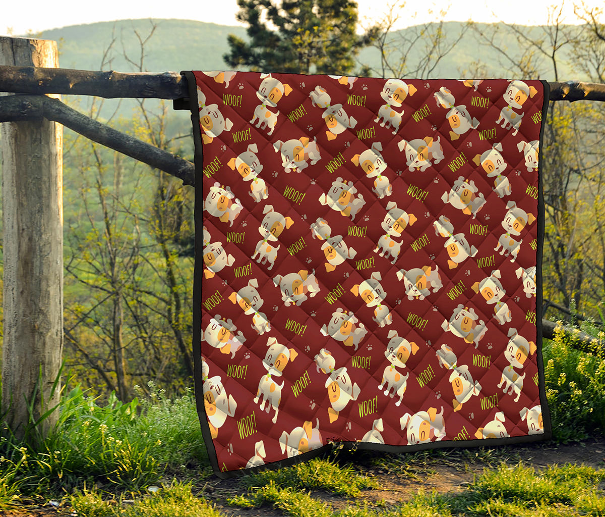 Happy Jack Russell Terrier Pattern Print Quilt