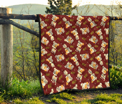 Happy Jack Russell Terrier Pattern Print Quilt