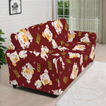 Happy Jack Russell Terrier Pattern Print Sofa Cover
