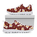 Happy Jack Russell Terrier Pattern Print White Running Shoes