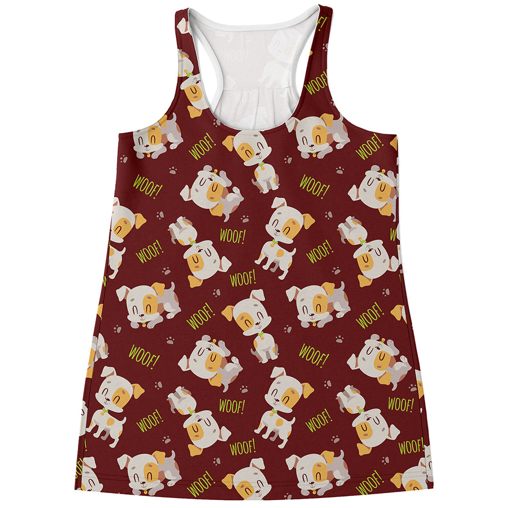 Happy Jack Russell Terrier Pattern Print Women's Racerback Tank Top