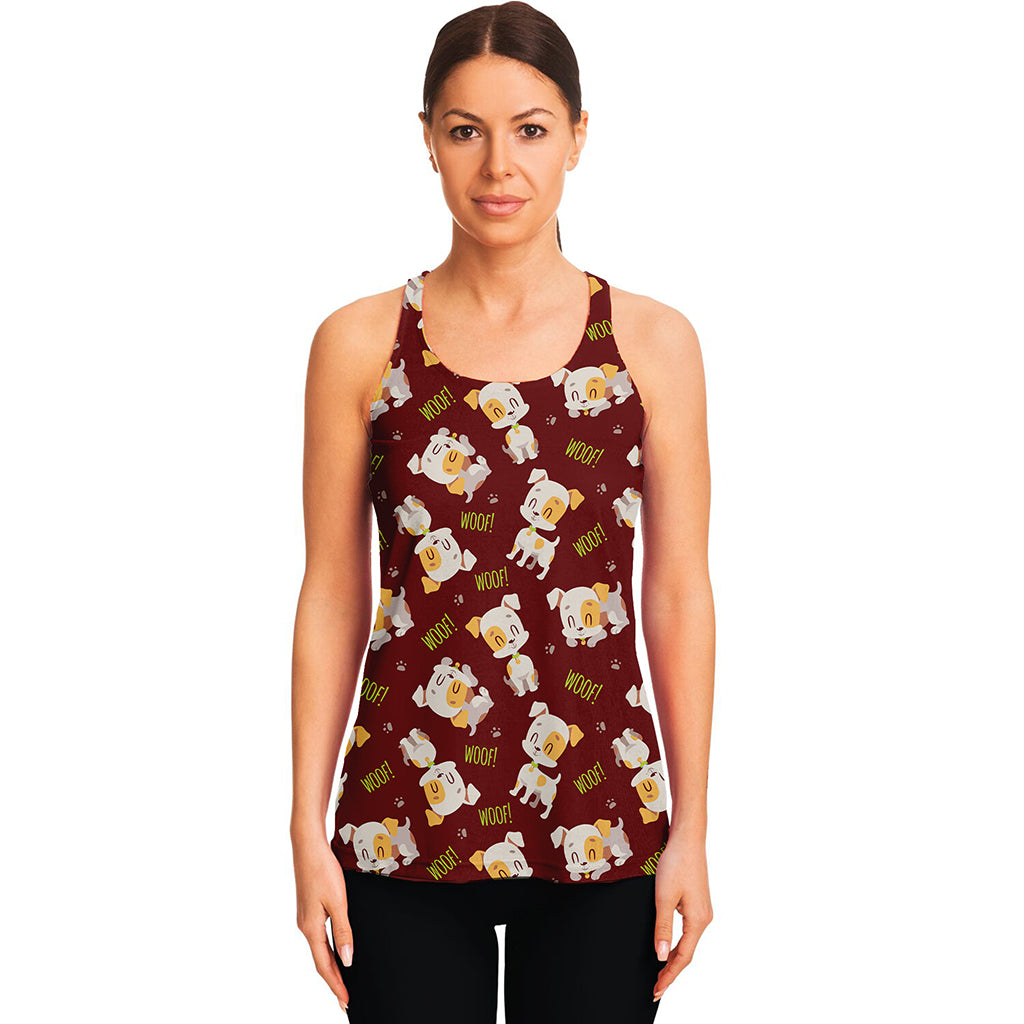 Happy Jack Russell Terrier Pattern Print Women's Racerback Tank Top