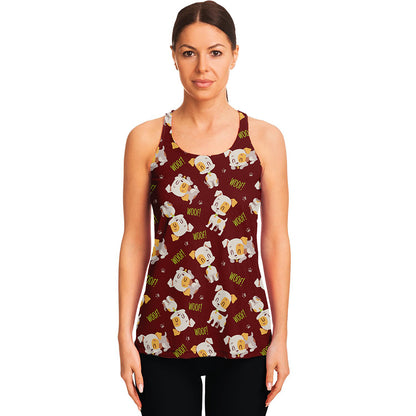Happy Jack Russell Terrier Pattern Print Women's Racerback Tank Top