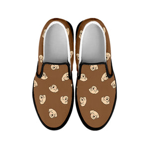 Happy Labrador Retriever Pattern Print Black Slip On Shoes