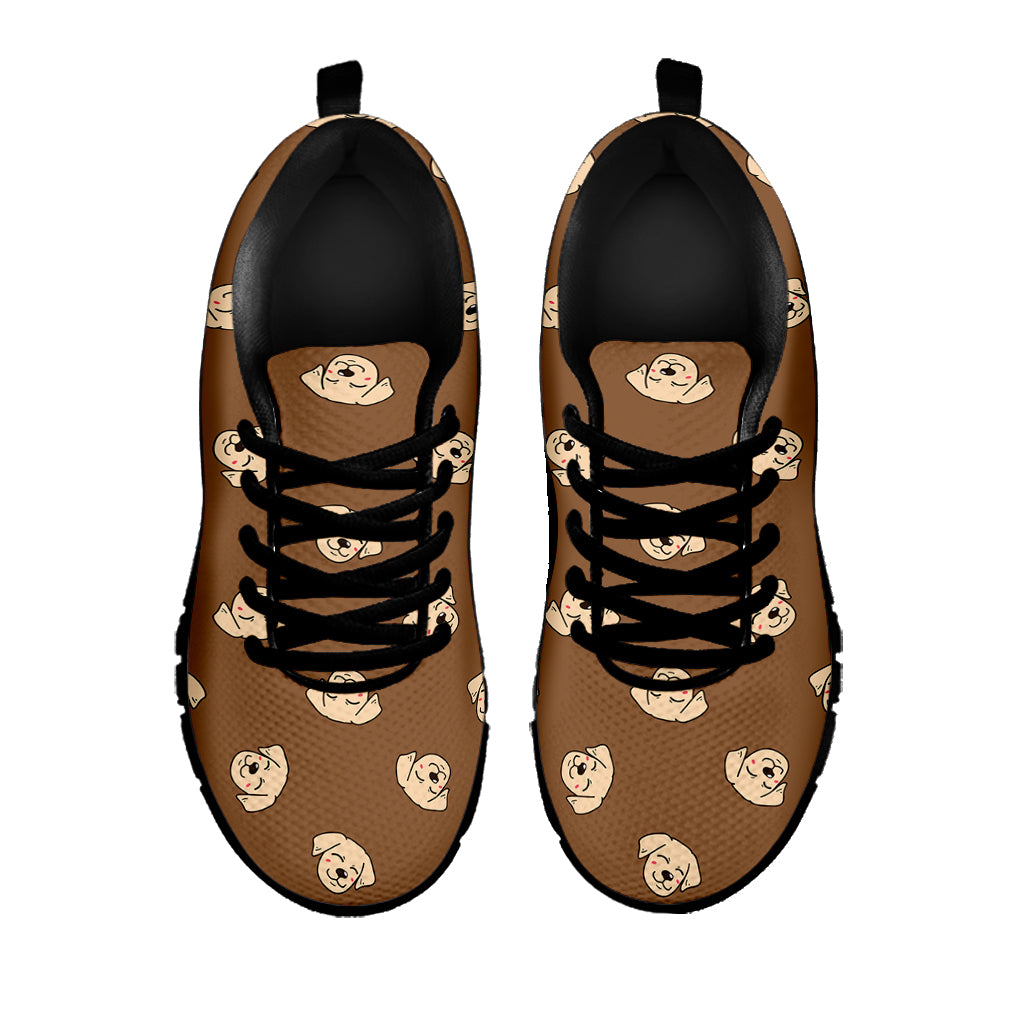 Happy Labrador Retriever Pattern Print Black Sneakers