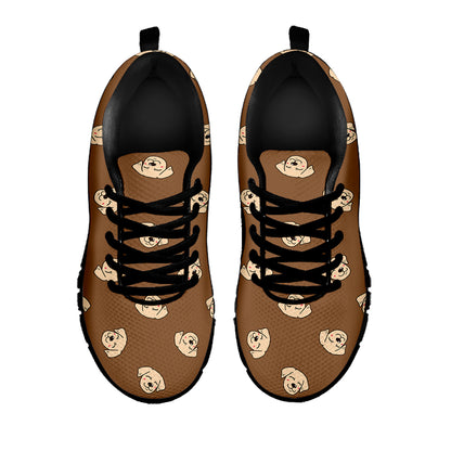 Happy Labrador Retriever Pattern Print Black Sneakers
