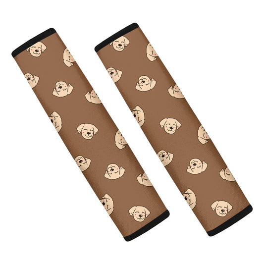 Happy Labrador Retriever Pattern Print Car Seat Belt Covers