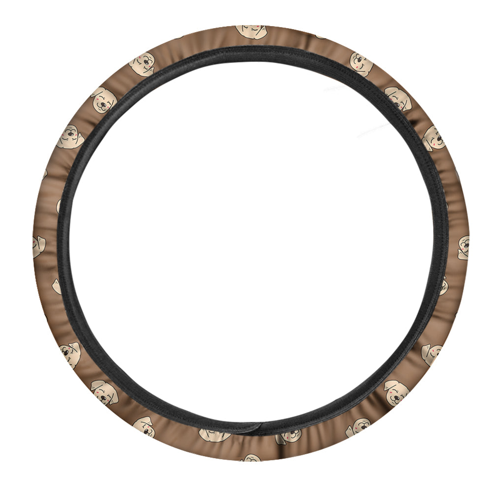 Happy Labrador Retriever Pattern Print Car Steering Wheel Cover