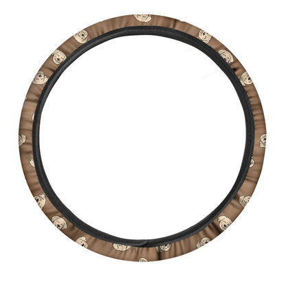 Happy Labrador Retriever Pattern Print Car Steering Wheel Cover