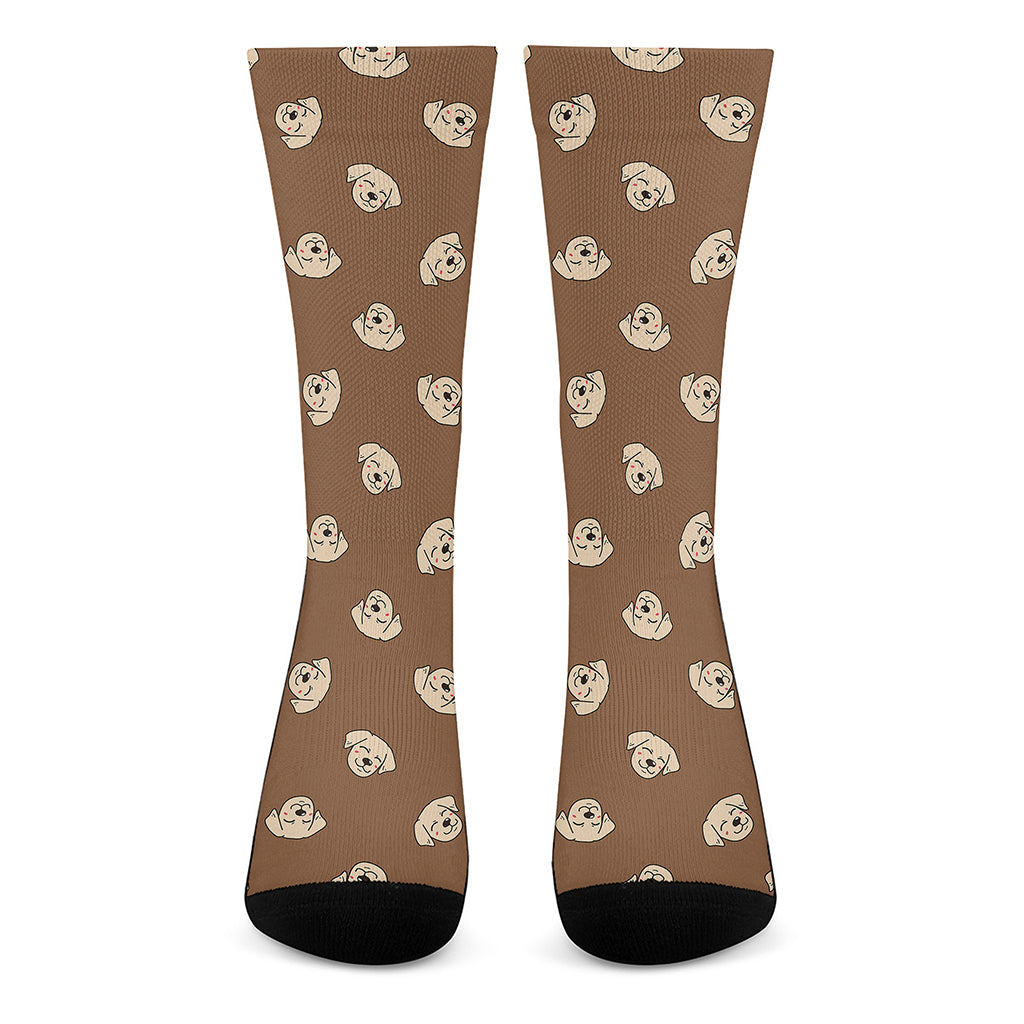 Happy Labrador Retriever Pattern Print Crew Socks