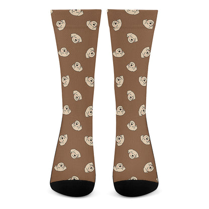 Happy Labrador Retriever Pattern Print Crew Socks