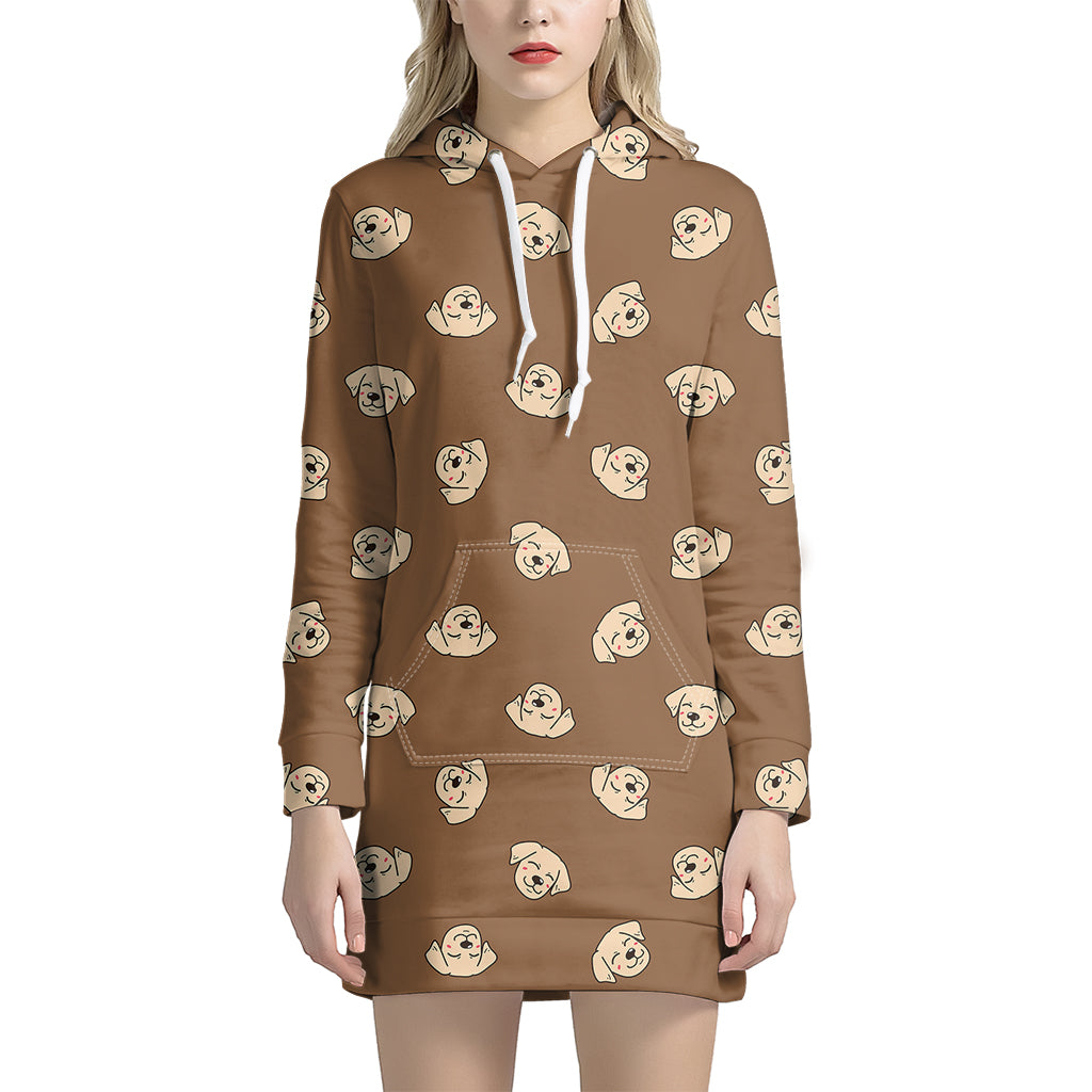 Happy Labrador Retriever Pattern Print Hoodie Dress