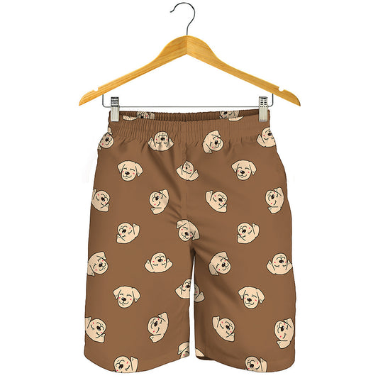 Happy Labrador Retriever Pattern Print Men's Shorts