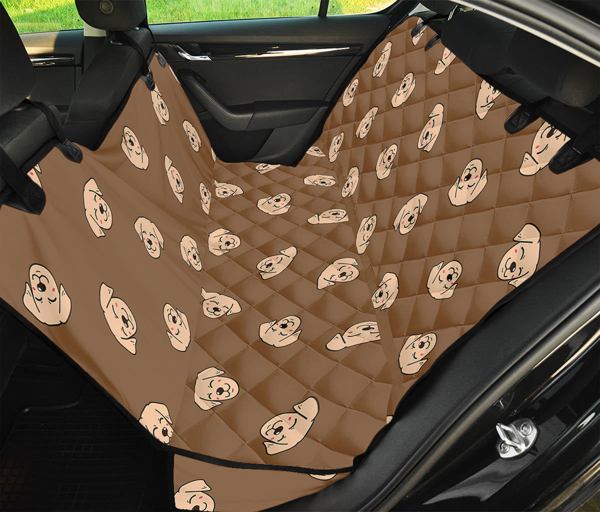 Happy Labrador Retriever Pattern Print Pet Car Back Seat Cover