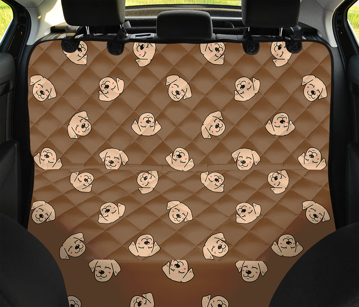 Happy Labrador Retriever Pattern Print Pet Car Back Seat Cover