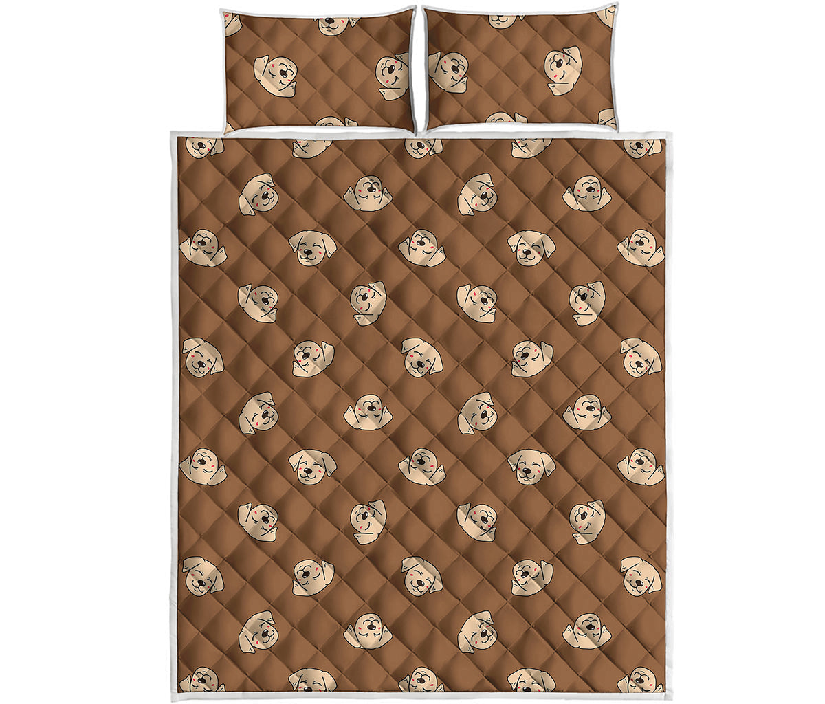 Happy Labrador Retriever Pattern Print Quilt Bed Set