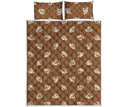 Happy Labrador Retriever Pattern Print Quilt Bed Set