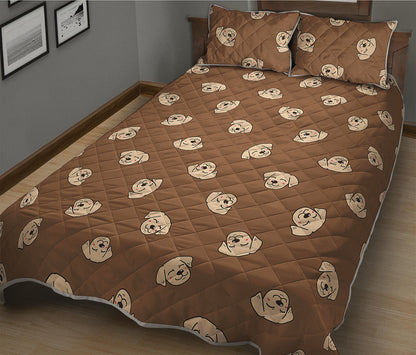 Happy Labrador Retriever Pattern Print Quilt Bed Set