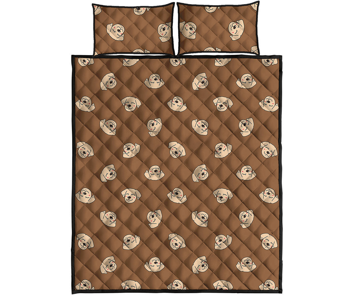 Happy Labrador Retriever Pattern Print Quilt Bed Set