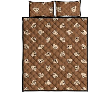 Happy Labrador Retriever Pattern Print Quilt Bed Set