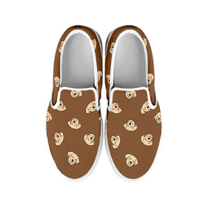 Happy Labrador Retriever Pattern Print White Slip On Shoes