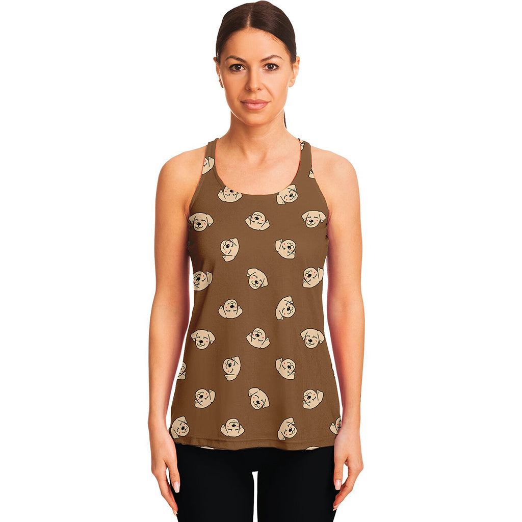 Happy Labrador Retriever Pattern Print Women's Racerback Tank Top
