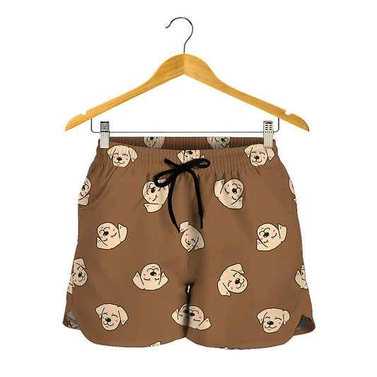 Happy Labrador Retriever Pattern Print Women's Shorts
