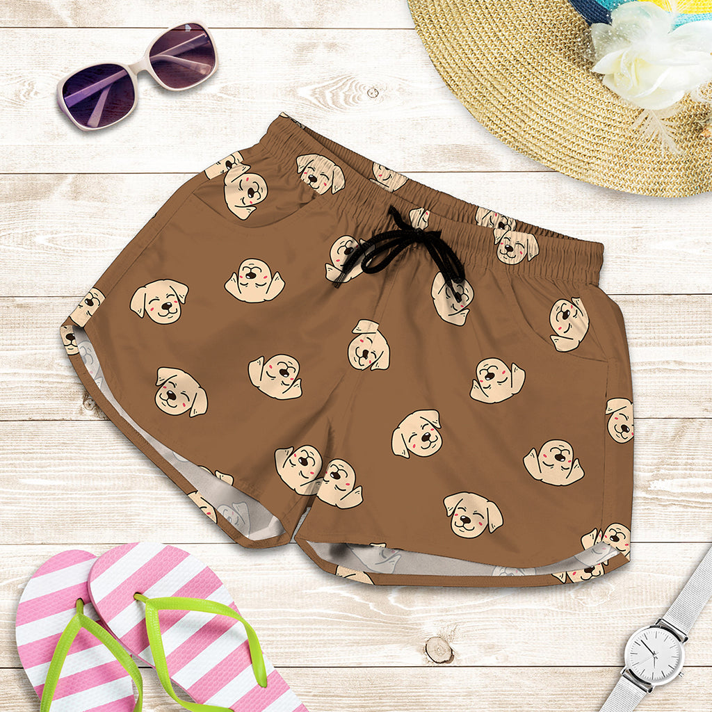 Happy Labrador Retriever Pattern Print Women's Shorts