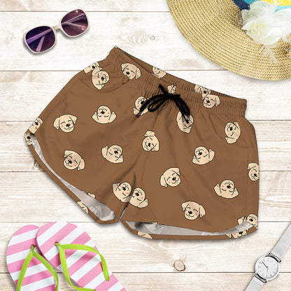 Happy Labrador Retriever Pattern Print Women's Shorts