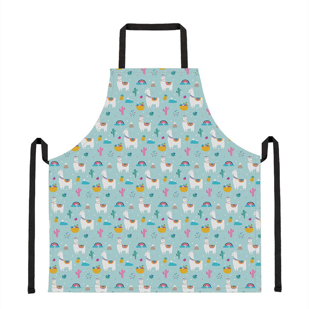 Happy Llama And Cactus Pattern Print Apron