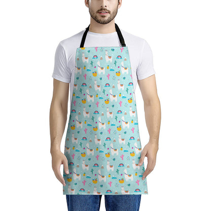 Happy Llama And Cactus Pattern Print Apron