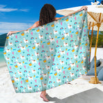 Happy Llama And Cactus Pattern Print Beach Sarong Wrap