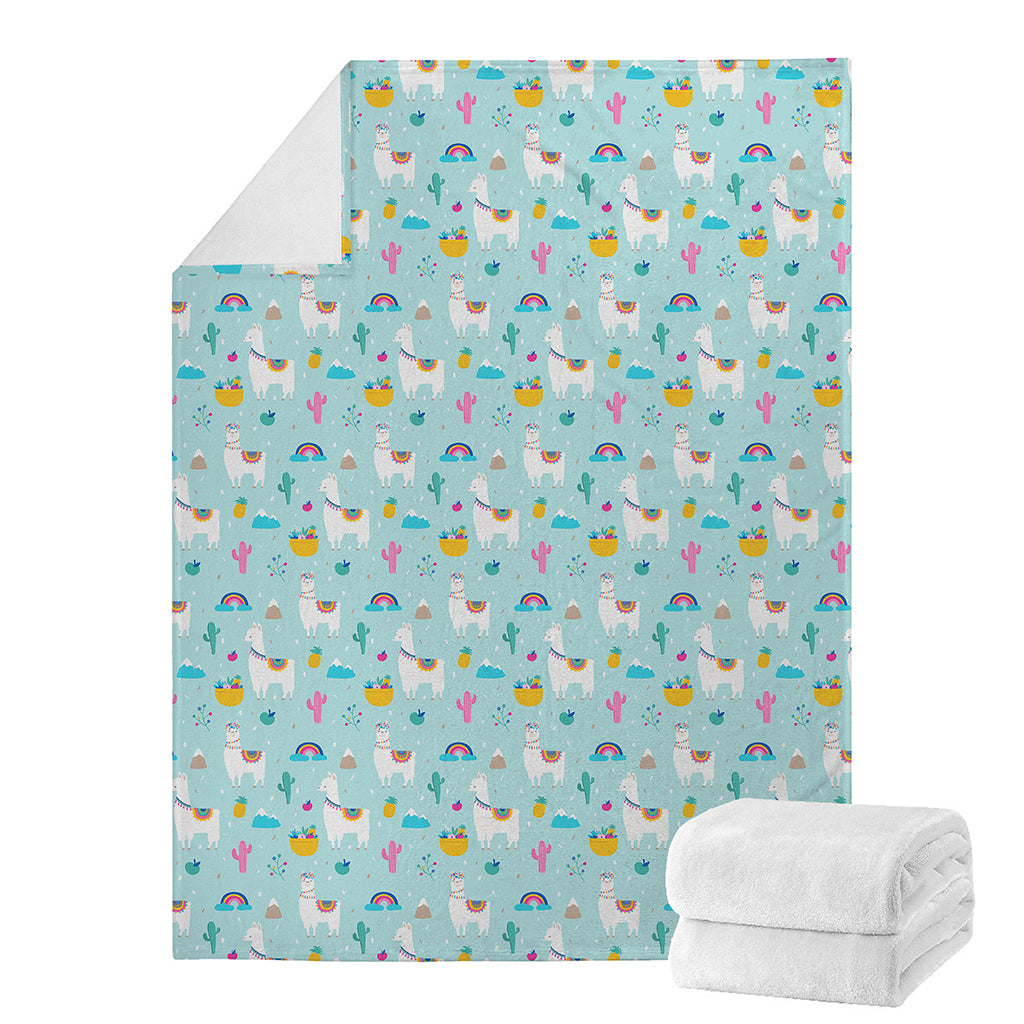 Happy Llama And Cactus Pattern Print Blanket