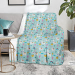 Happy Llama And Cactus Pattern Print Blanket