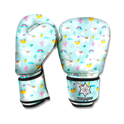 Happy Llama And Cactus Pattern Print Boxing Gloves