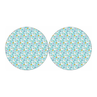 Happy Llama And Cactus Pattern Print Car Coasters