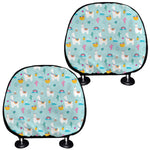 Happy Llama And Cactus Pattern Print Car Headrest Covers