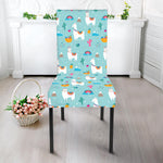 Happy Llama And Cactus Pattern Print Dining Chair Slipcover