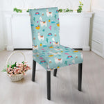Happy Llama And Cactus Pattern Print Dining Chair Slipcover