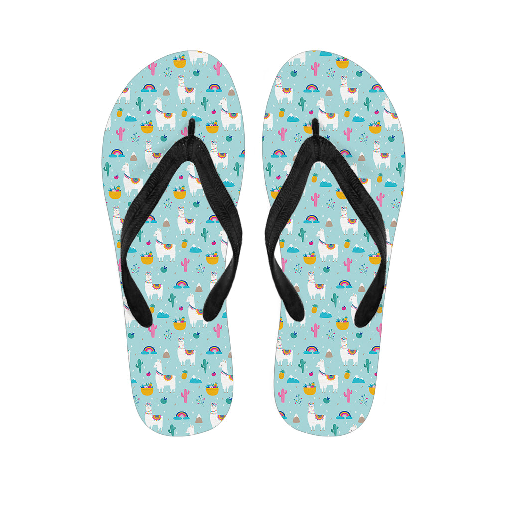 Happy Llama And Cactus Pattern Print Flip Flops