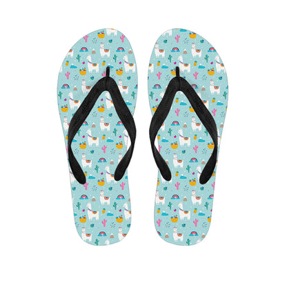 Happy Llama And Cactus Pattern Print Flip Flops