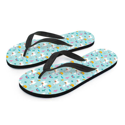 Happy Llama And Cactus Pattern Print Flip Flops