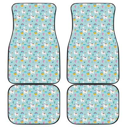 Happy Llama And Cactus Pattern Print Front and Back Car Floor Mats