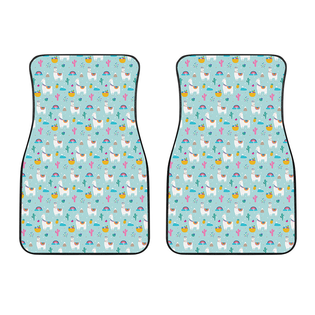 Happy Llama And Cactus Pattern Print Front Car Floor Mats