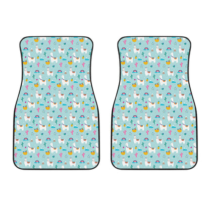 Happy Llama And Cactus Pattern Print Front Car Floor Mats