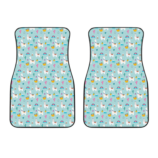 Happy Llama And Cactus Pattern Print Front Car Floor Mats