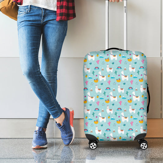 Happy Llama And Cactus Pattern Print Luggage Cover