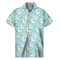 Happy Llama And Cactus Pattern Print Men's Short Sleeve Shirt