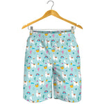 Happy Llama And Cactus Pattern Print Men's Shorts